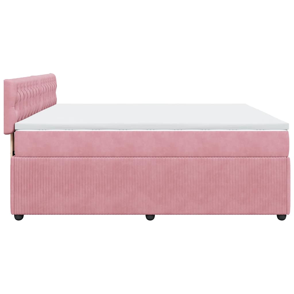 Giroletto a Molle con Materasso Rosa 180x200 cm in Velluto | homemem39
