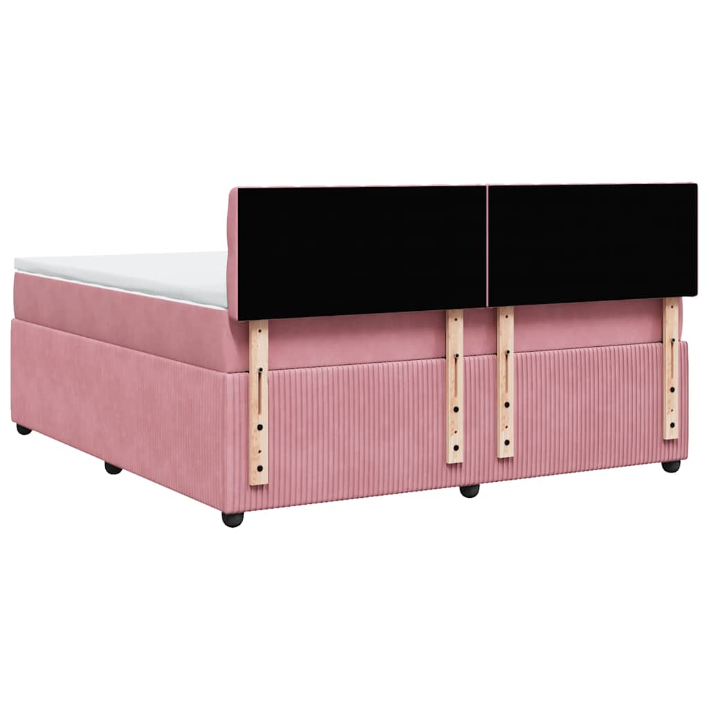 Giroletto a Molle con Materasso Rosa 180x200 cm in Velluto | homemem39