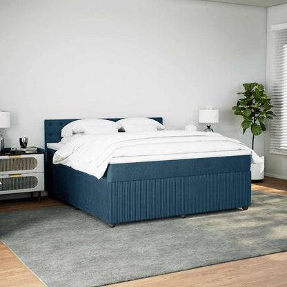 Giroletto a Molle con Materasso Blu 180x200 cm in Velluto