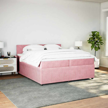 Giroletto a Molle con Materasso Rosa 200x200 cm in Velluto - homemem39