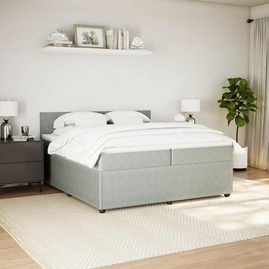 Giroletto a Molle con Materasso Grigio Chiaro 200x200cm Velluto | homemem39