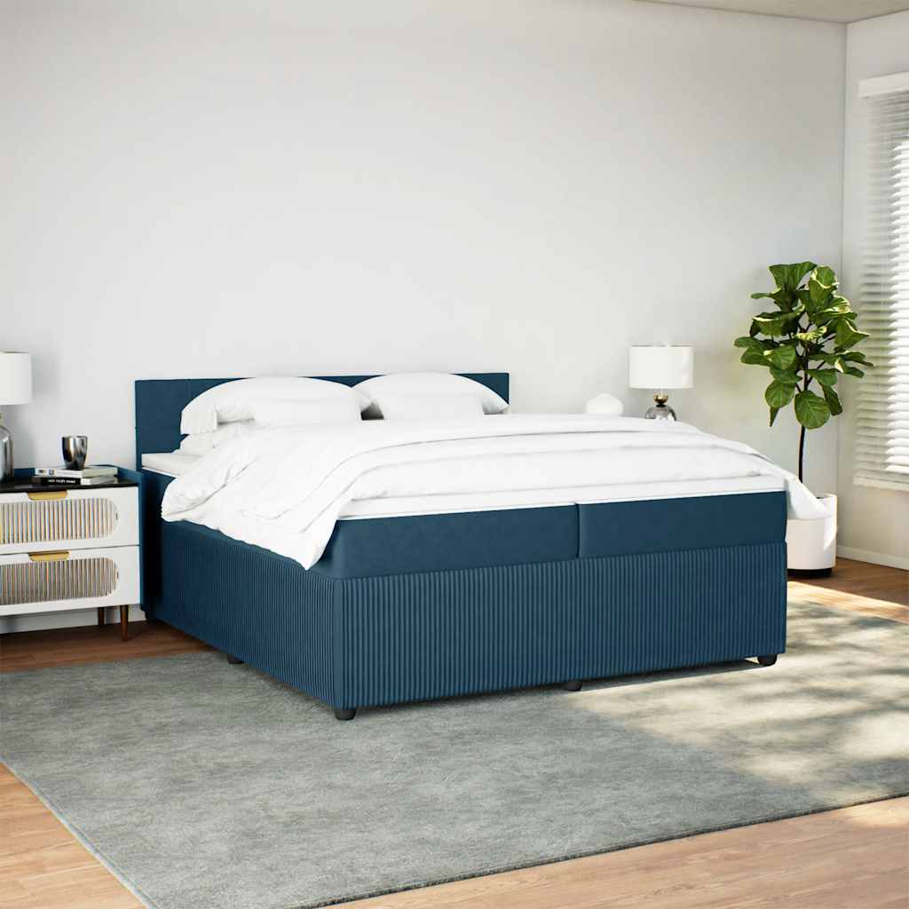 Giroletto a Molle con Materasso Blu 200x200 cm in Velluto