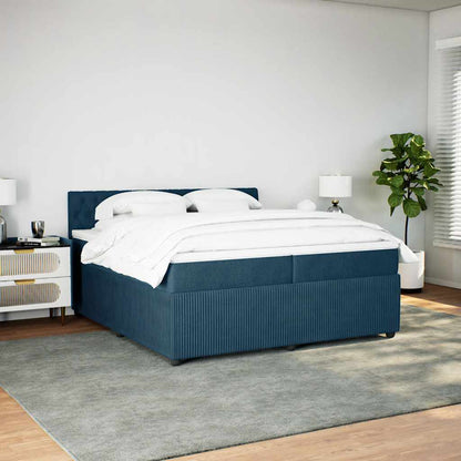 Giroletto a Molle con Materasso Blu 200x200 cm in Velluto | homemem39