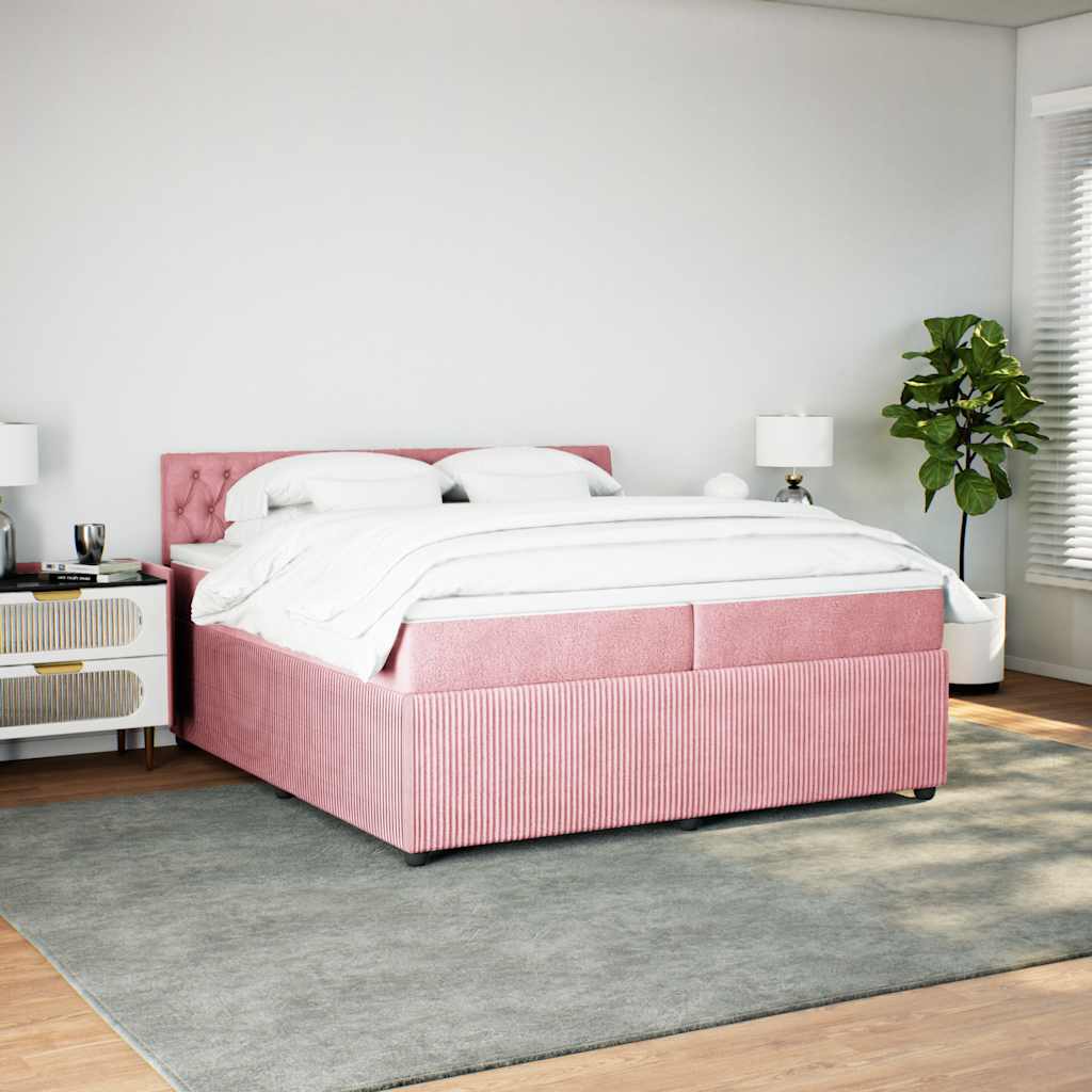 Giroletto a Molle con Materasso Rosa 200x200 cm in Velluto - homemem39