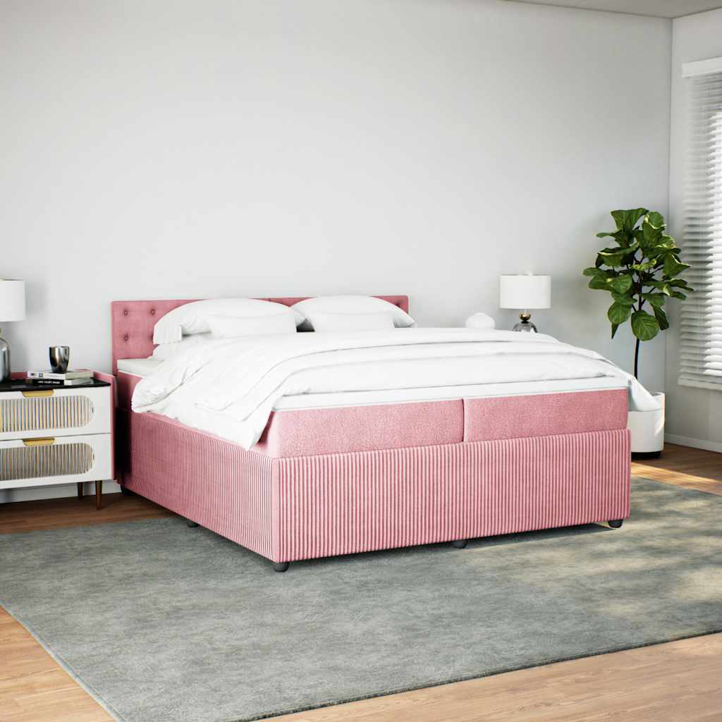 Giroletto a Molle con Materasso Rosa 200x200 cm in Velluto - homemem39