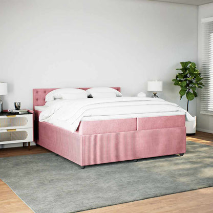 Giroletto a Molle con Materasso Rosa 200x200 cm in Velluto - homemem39