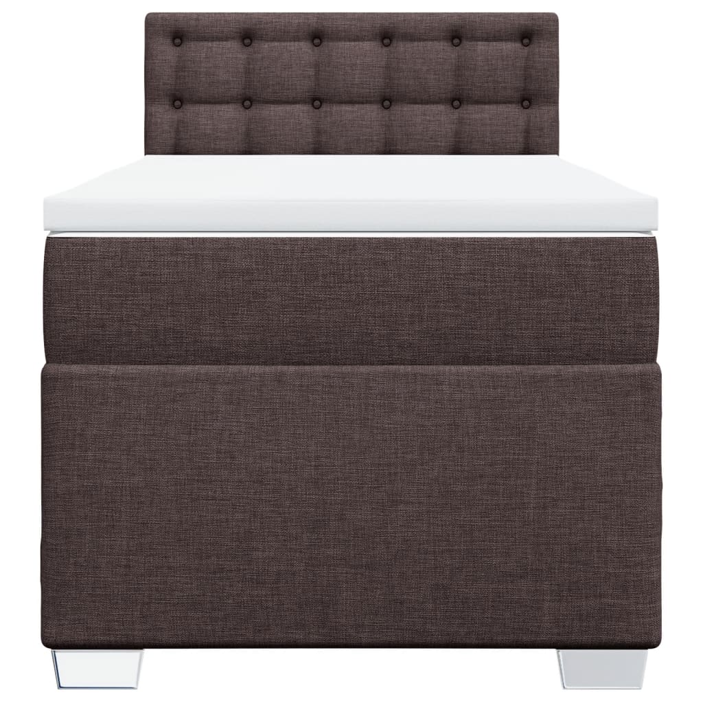 Giroletto a Molle con Materasso Marrone Scuro 90x190cm Tessuto