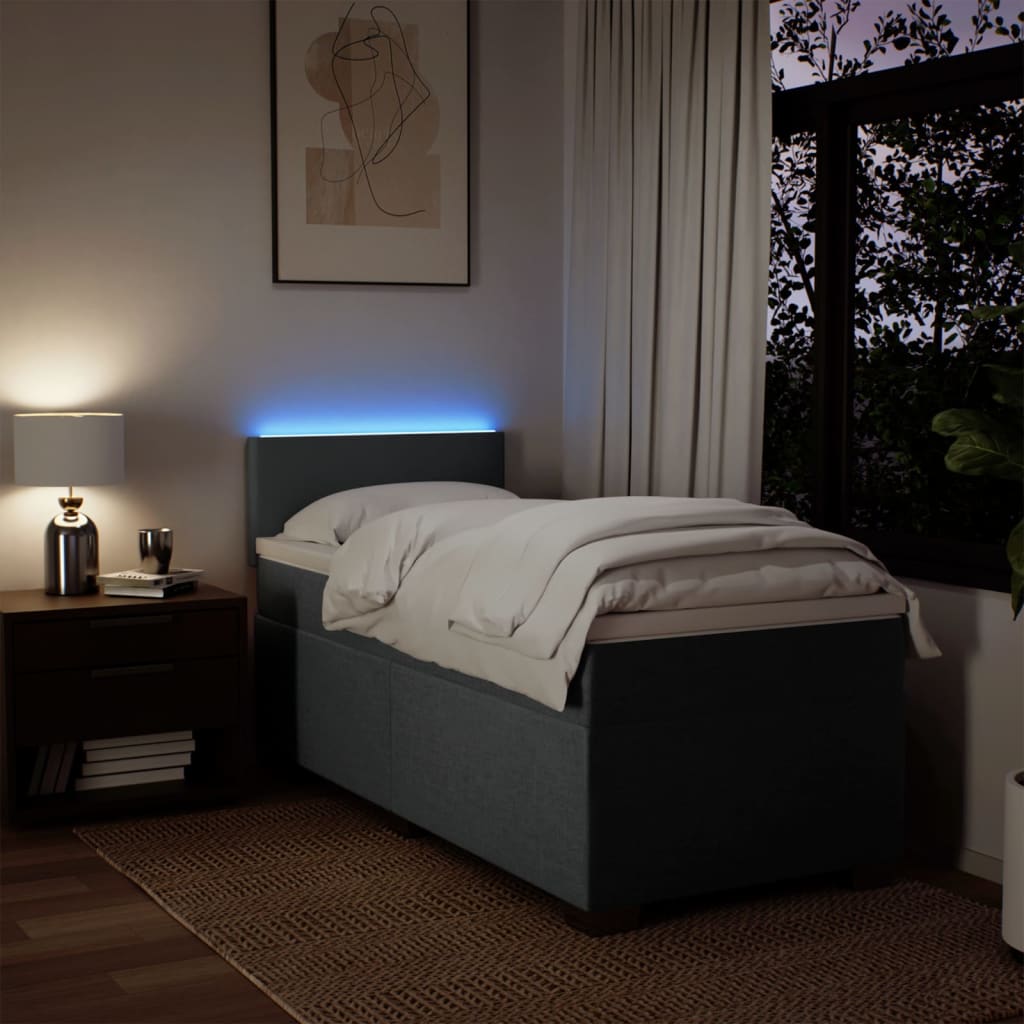 Giroletto a Molle con Materasso Grigio Scuro 90x200 cm Tessuto - homemem39