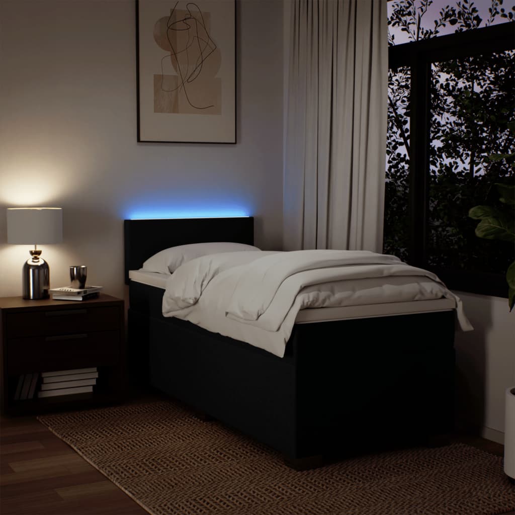 Giroletto a Molle con Materasso Nero 90x200 cm in Tessuto - homemem39