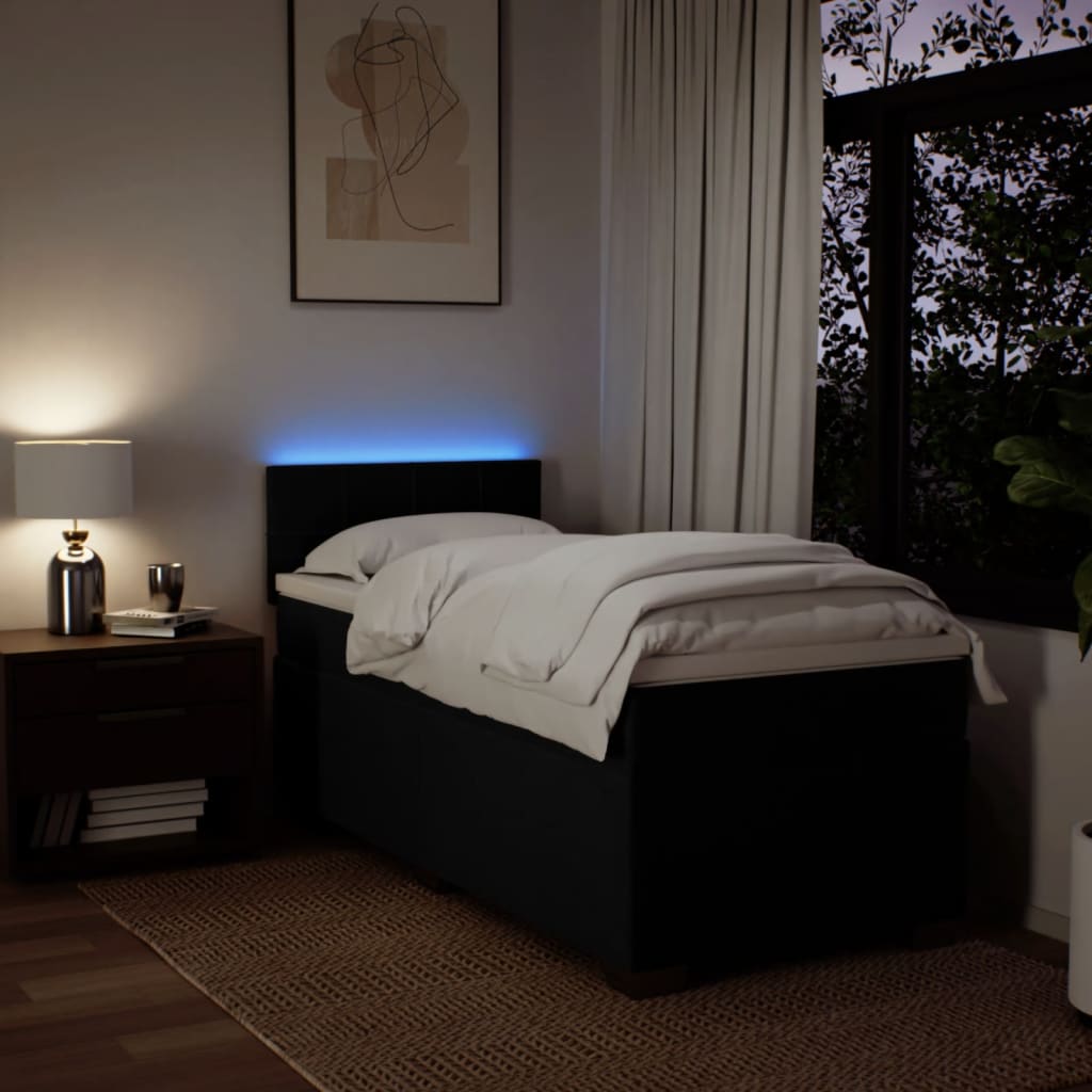 Giroletto a Molle con Materasso Nero 90x200 cm in Tessuto - homemem39