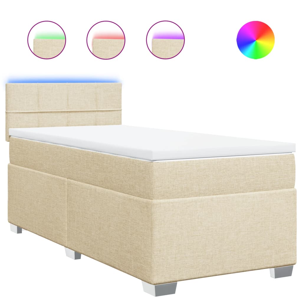Giroletto a Molle con Materasso Crema 90x200 cm inTessuto | homemem39