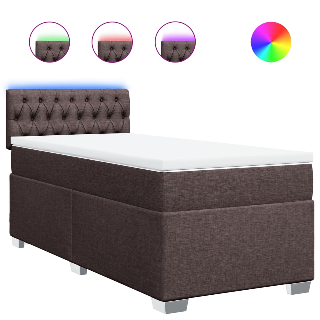 Giroletto a Molle con Materasso Marrone Scuro 90x200 cm Tessuto | homemem39