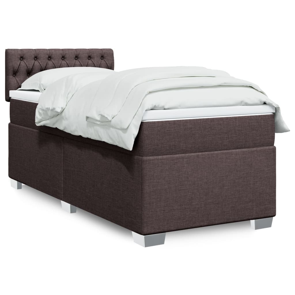 Giroletto a Molle con Materasso Marrone Scuro 90x200 cm Tessuto | homemem39