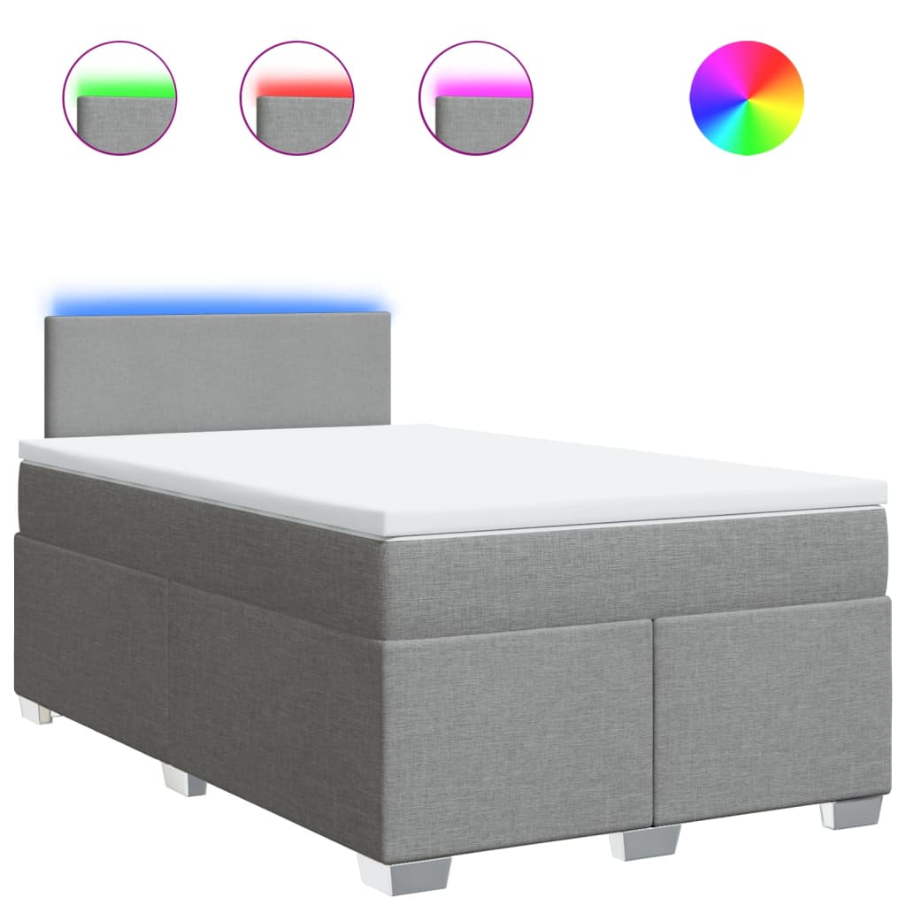 Giroletto a Molle con Materasso Grigio Chiaro 120x190cm Tessuto | homemem39