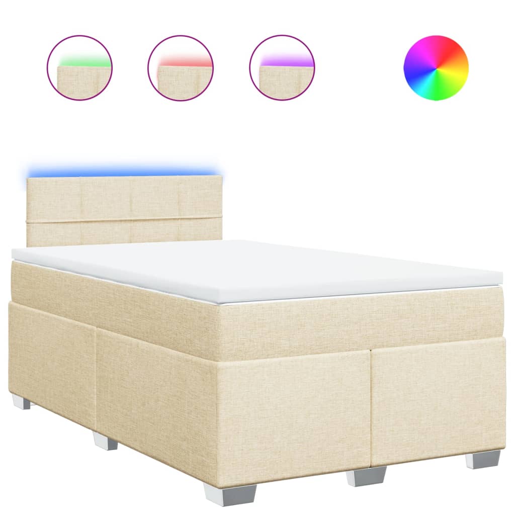 Giroletto a Molle con Materasso Crema 120x190 cm in Tessuto | homemem39