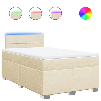 Giroletto a Molle con Materasso Crema 120x190 cm in Tessuto | homemem39