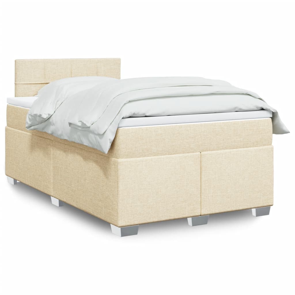 Giroletto a Molle con Materasso Crema 120x190 cm in Tessuto | homemem39