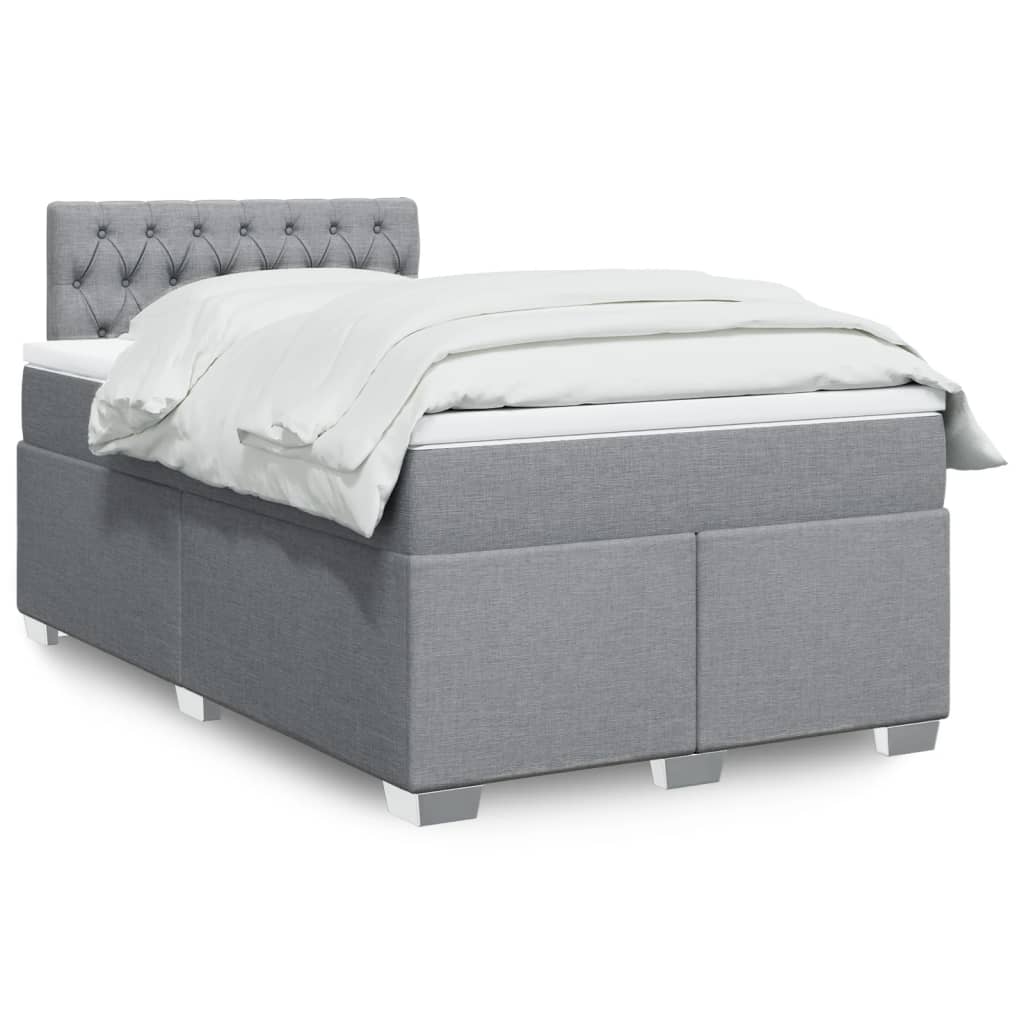 Giroletto a Molle con Materasso Grigio Chiaro 120x190cm Tessuto