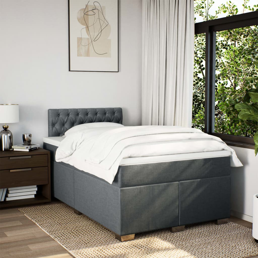 Giroletto a Molle con Materasso Grigio Scuro 120x190cm Tessuto