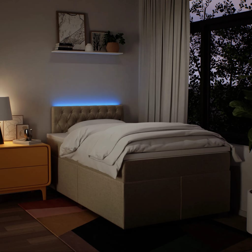 Giroletto a Molle con Materasso Crema 120x190 cm in Tessuto | homemem39