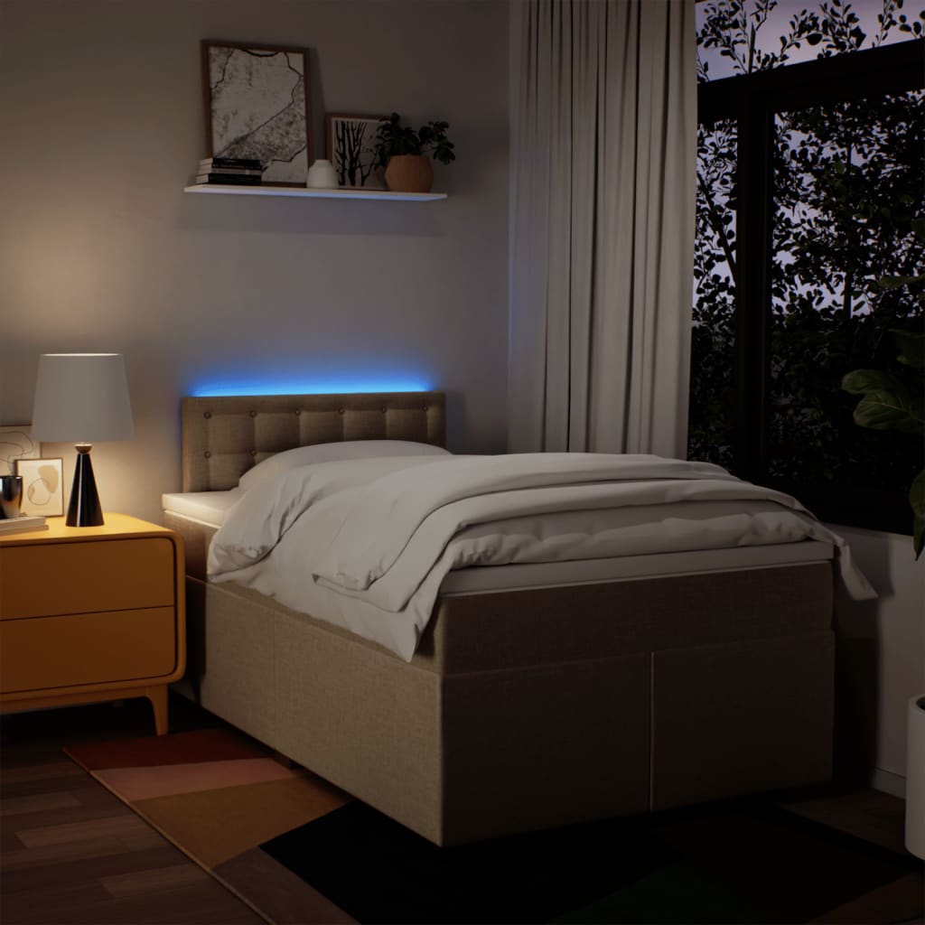 Giroletto a Molle con Materasso Crema 120x190 cm in Tessuto | homemem39