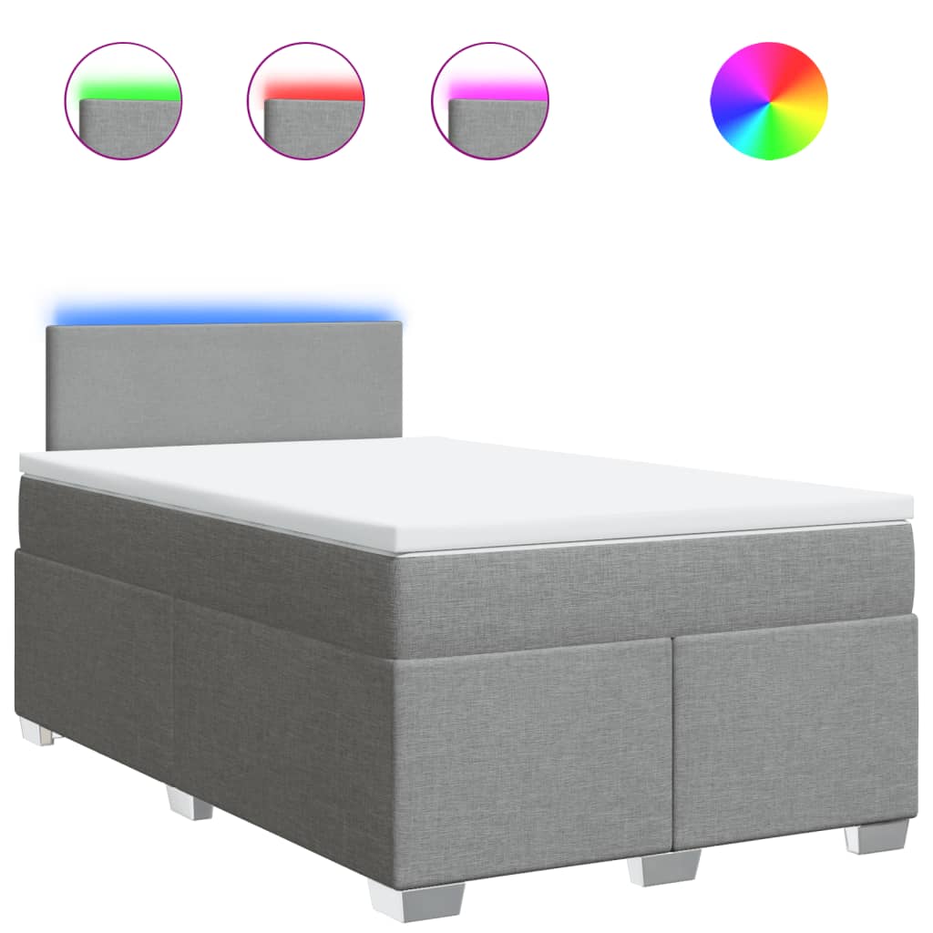 Giroletto a Molle con Materasso Grigio Chiaro 120x200cm Tessuto | homemem39