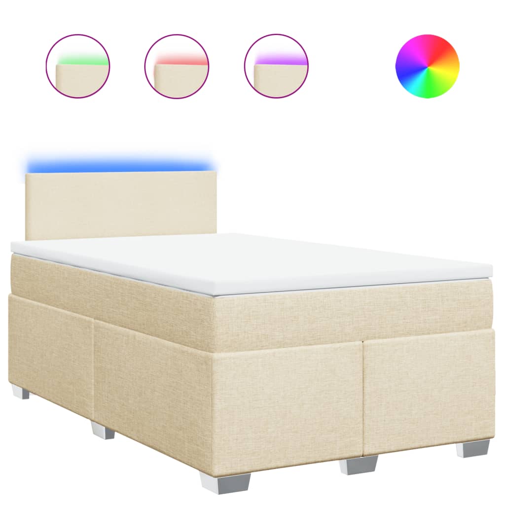Giroletto a Molle con Materasso Crema 120x200 cm in Tessuto | homemem39
