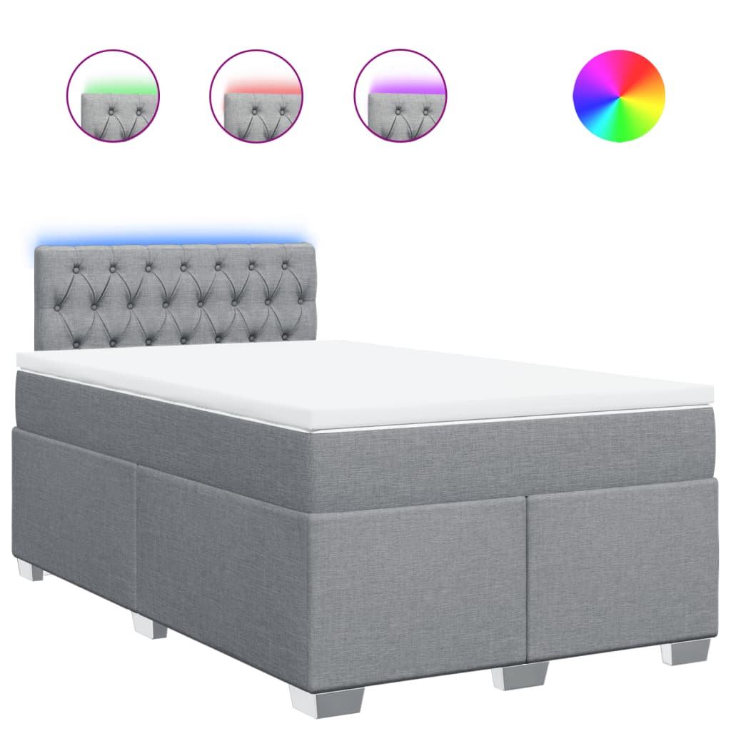 Giroletto a Molle con Materasso Grigio Chiaro 120x200cm Tessuto | homemem39