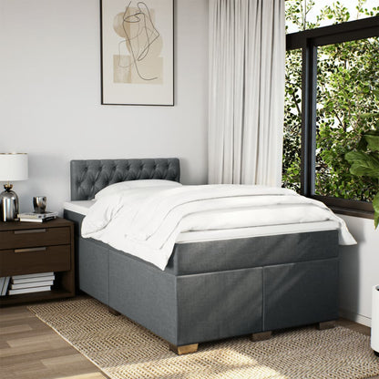 Giroletto a Molle con Materasso Grigio Scuro 120x200 cm Tessuto