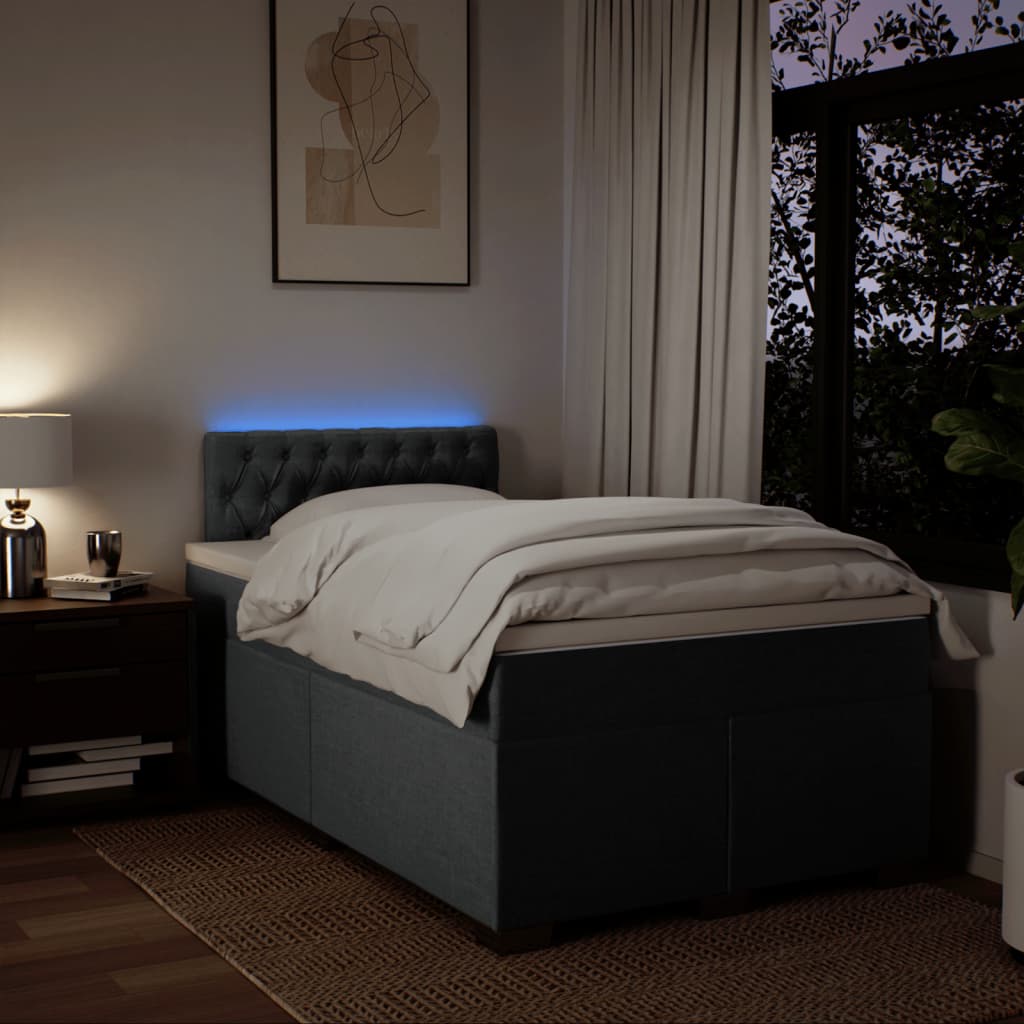 Giroletto a Molle con Materasso Grigio Scuro 120x200 cm Tessuto - homemem39