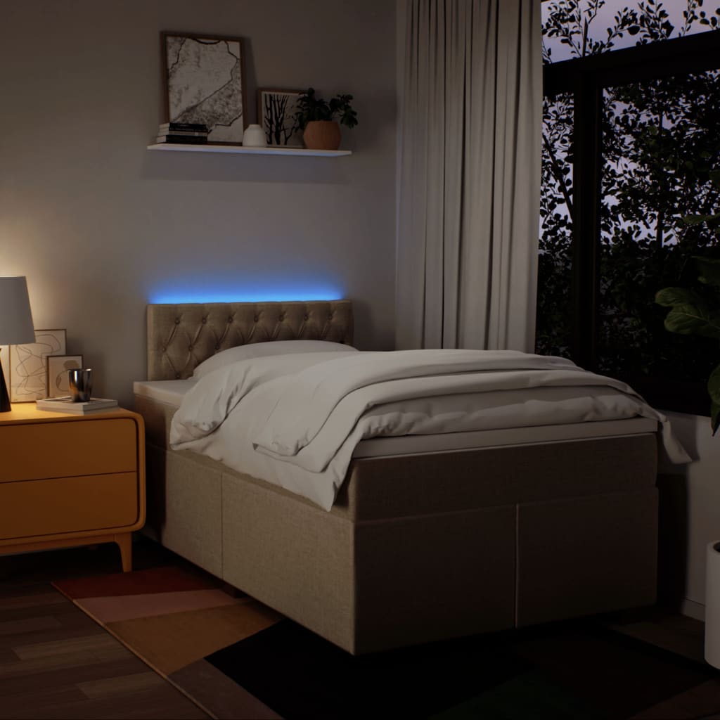Giroletto a Molle con Materasso Crema 120x200 cm in Tessuto | homemem39