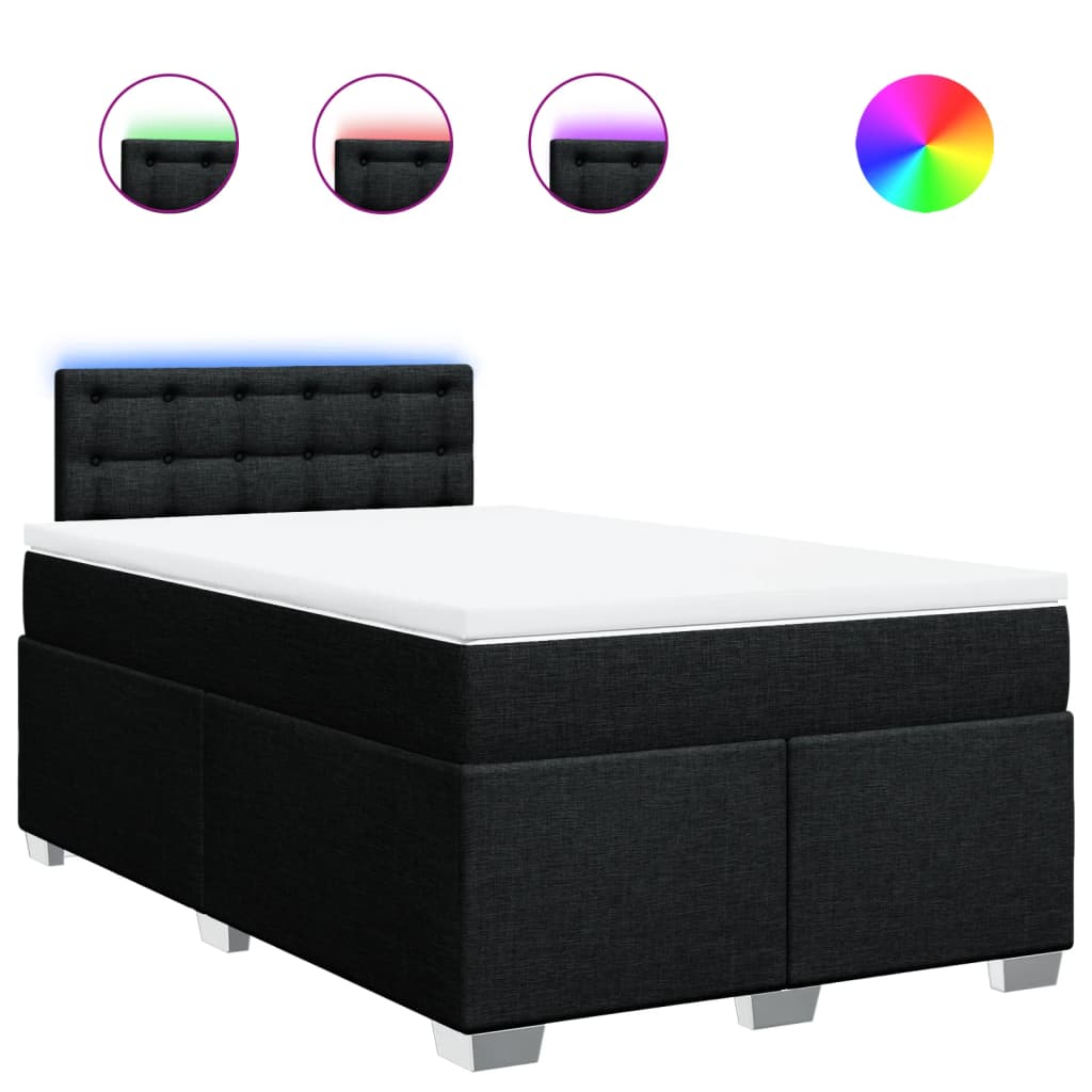 Giroletto a Molle con Materasso Nero 120x200 cm in Tessuto | homemem39
