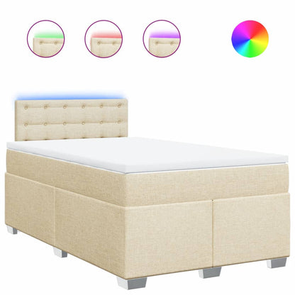Giroletto a Molle con Materasso Crema 120x200 cm in Tessuto | homemem39