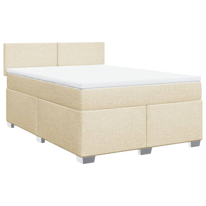 Giroletto a Molle con Materasso Crema 140x19 cm in Tessuto