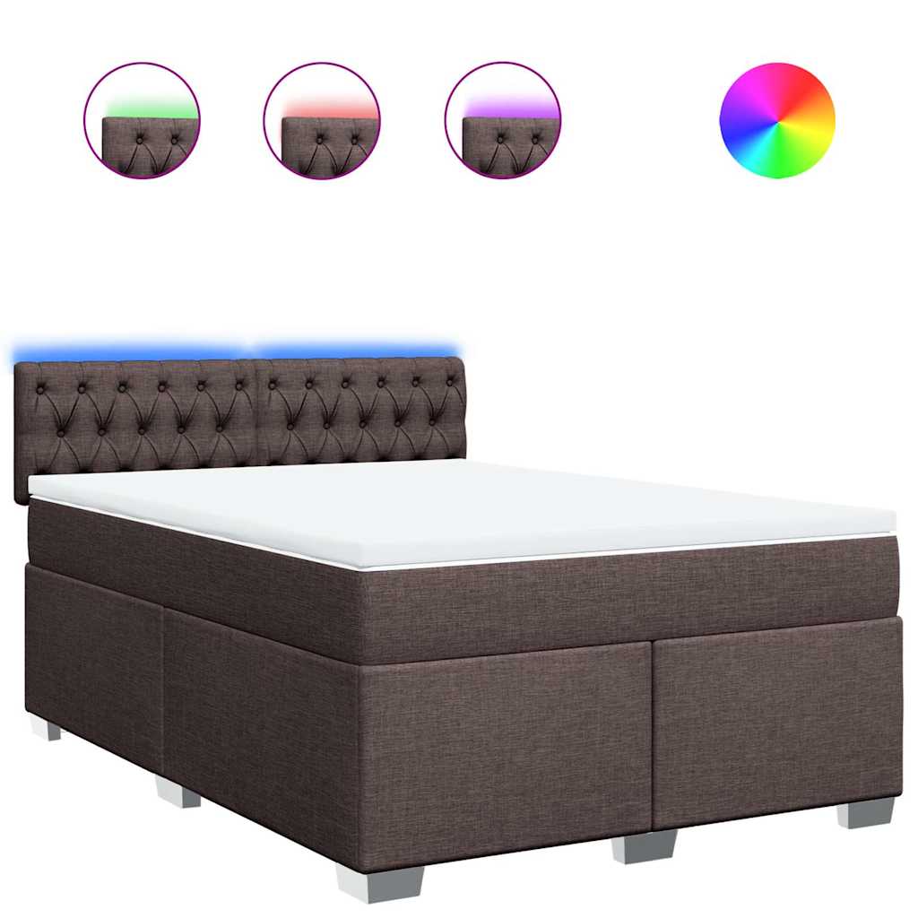 Giroletto a Molle con Materasso Marrone Scuro 140x190cm Tessuto | homemem39