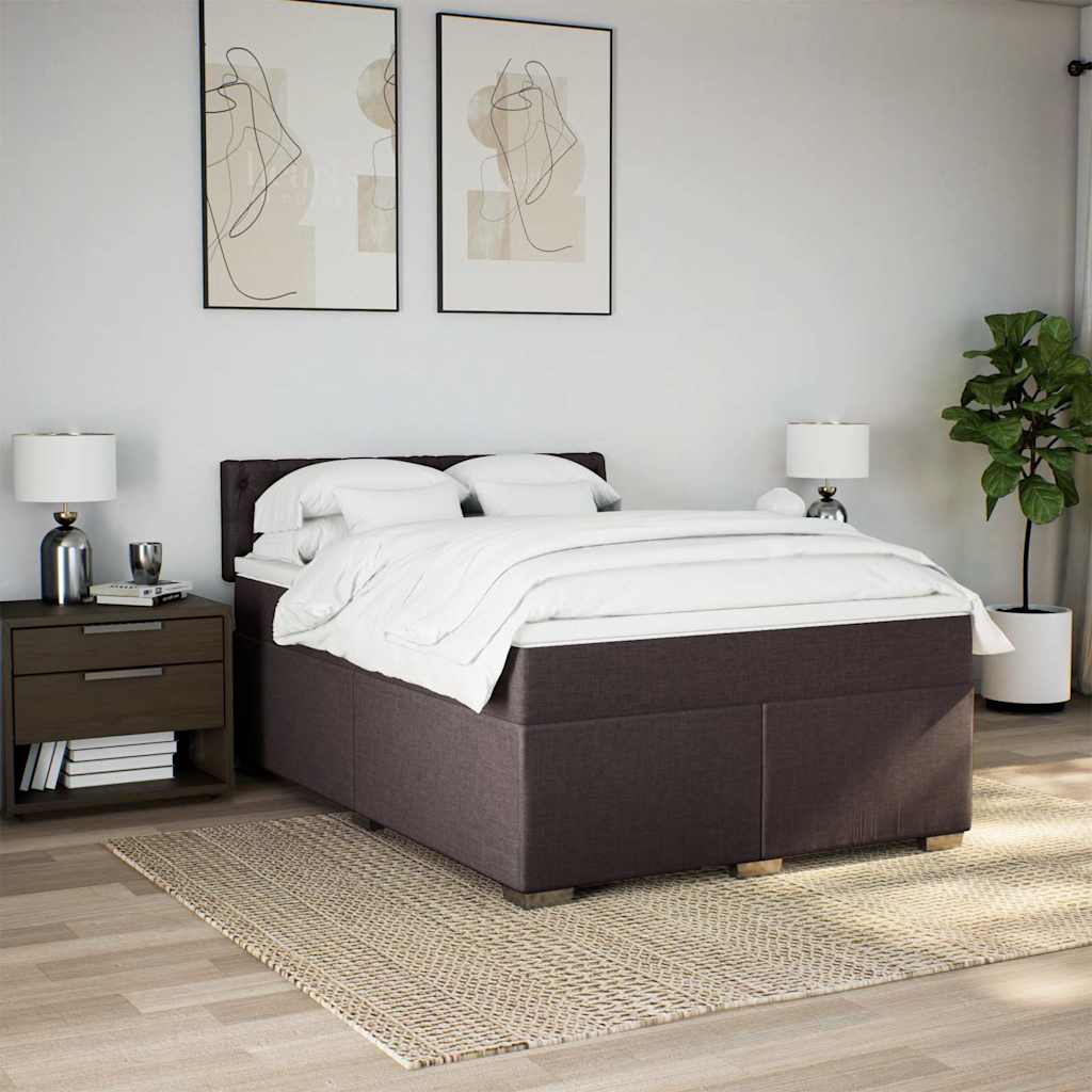 Giroletto a Molle con Materasso Marrone Scuro 140x190cm Tessuto