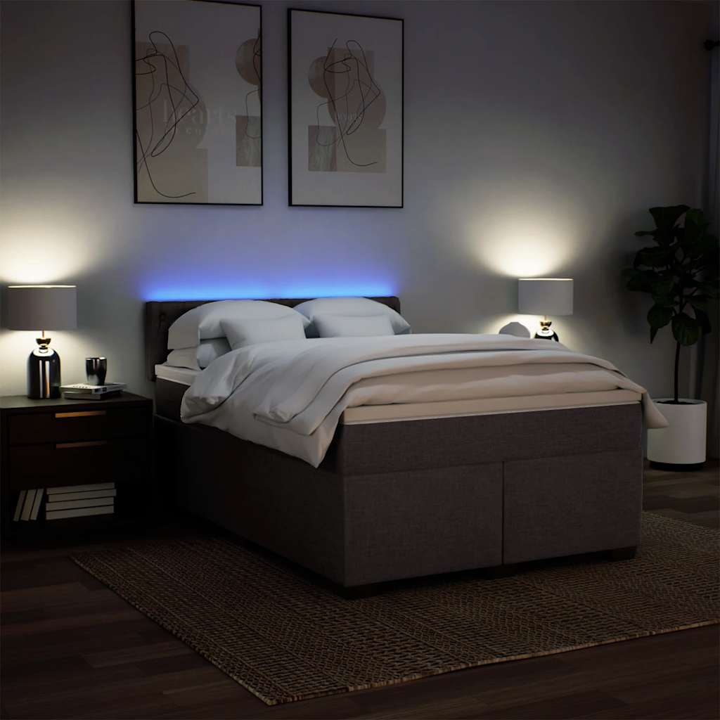 Giroletto a Molle con Materasso Marrone Scuro 140x190cm Tessuto | homemem39