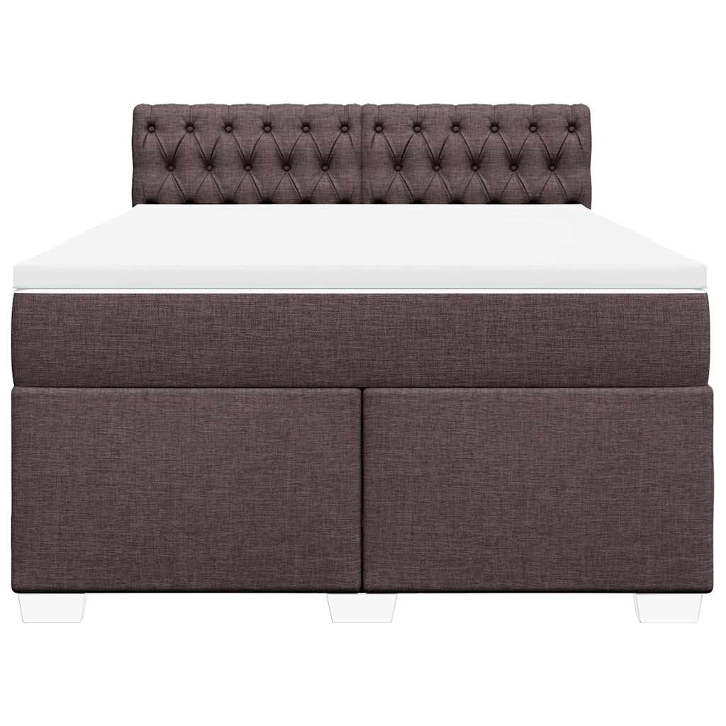 Giroletto a Molle con Materasso Marrone Scuro 140x190cm Tessuto