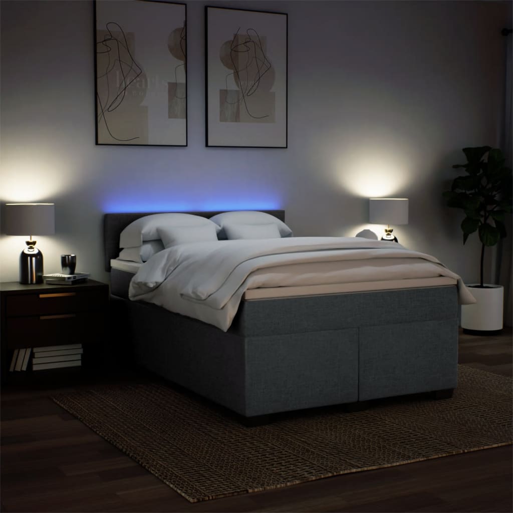 Giroletto a Molle con Materasso Grigio Scuro 140x200cm Tessuto | homemem39