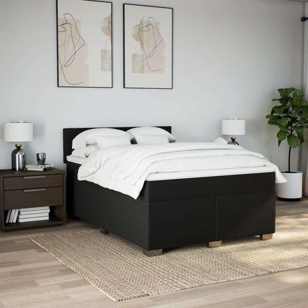 Giroletto a Molle con Materasso Nero 140x200 cm in Tessuto