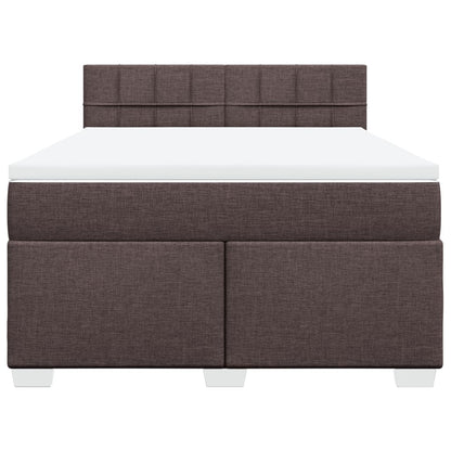 Giroletto a Molle con Materasso Marrone Scuro 140x200cm Tessuto