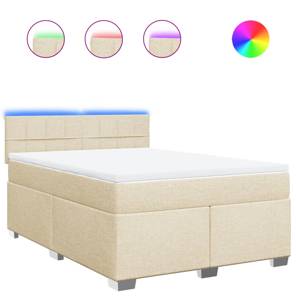 Giroletto a Molle con Materasso Crema 140x200 cm in Tessuto