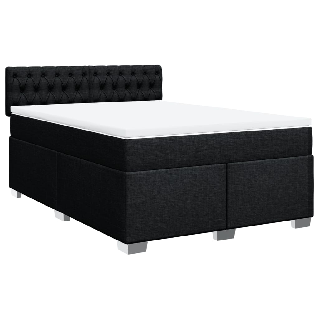 Giroletto a Molle con Materasso Nero 140x200 cm in Tessuto