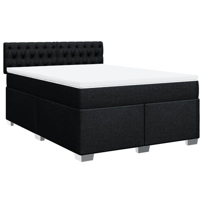 Giroletto a Molle con Materasso Nero 140x200 cm in Tessuto