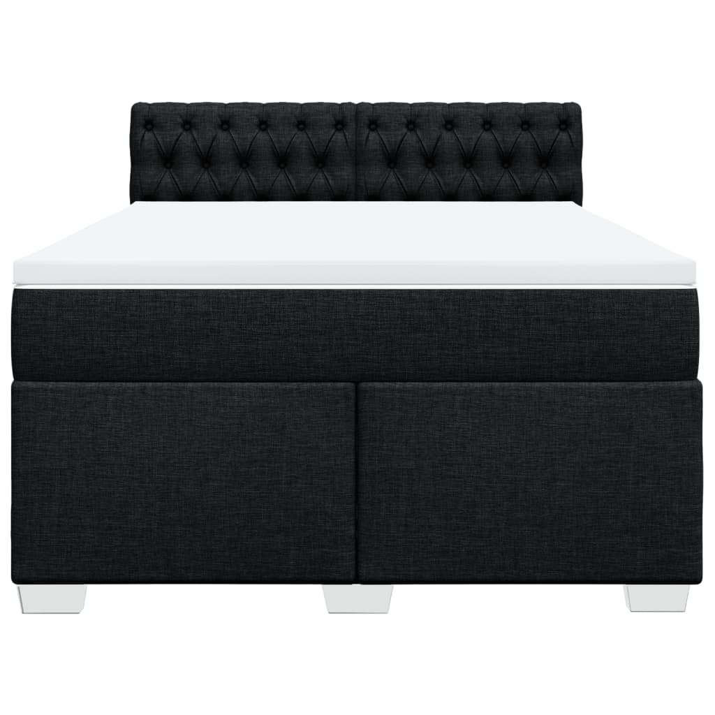 Giroletto a Molle con Materasso Nero 140x200 cm in Tessuto