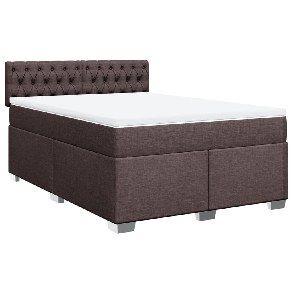 Giroletto a Molle con Materasso Marrone Scuro 140x200cm Tessuto | homemem39