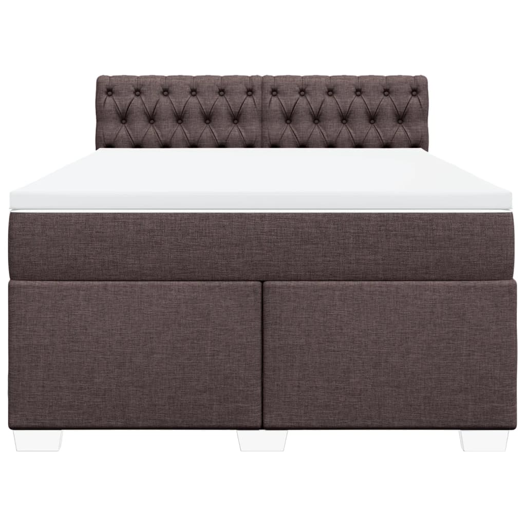 Giroletto a Molle con Materasso Marrone Scuro 140x200cm Tessuto