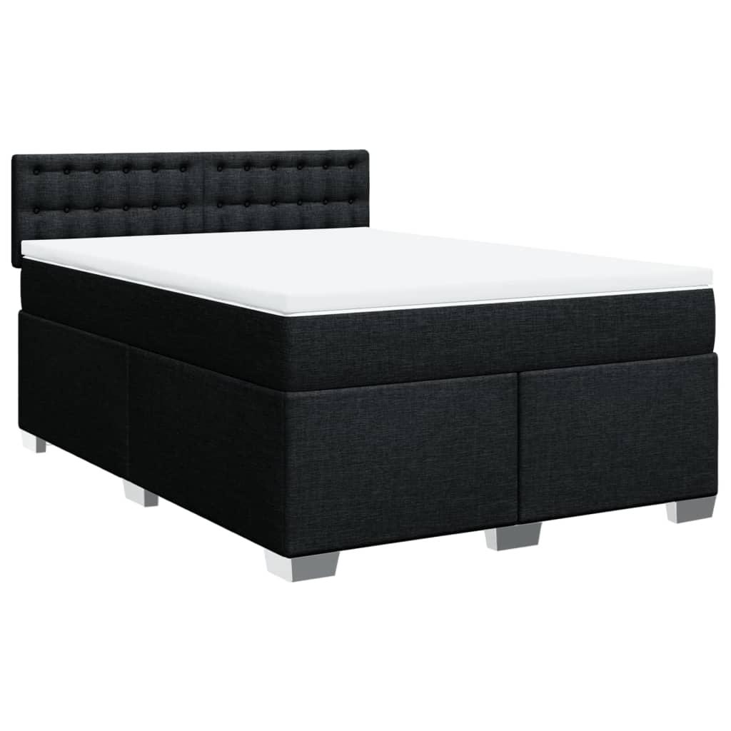 Giroletto a Molle con Materasso Nero 140x200 cm in Tessuto