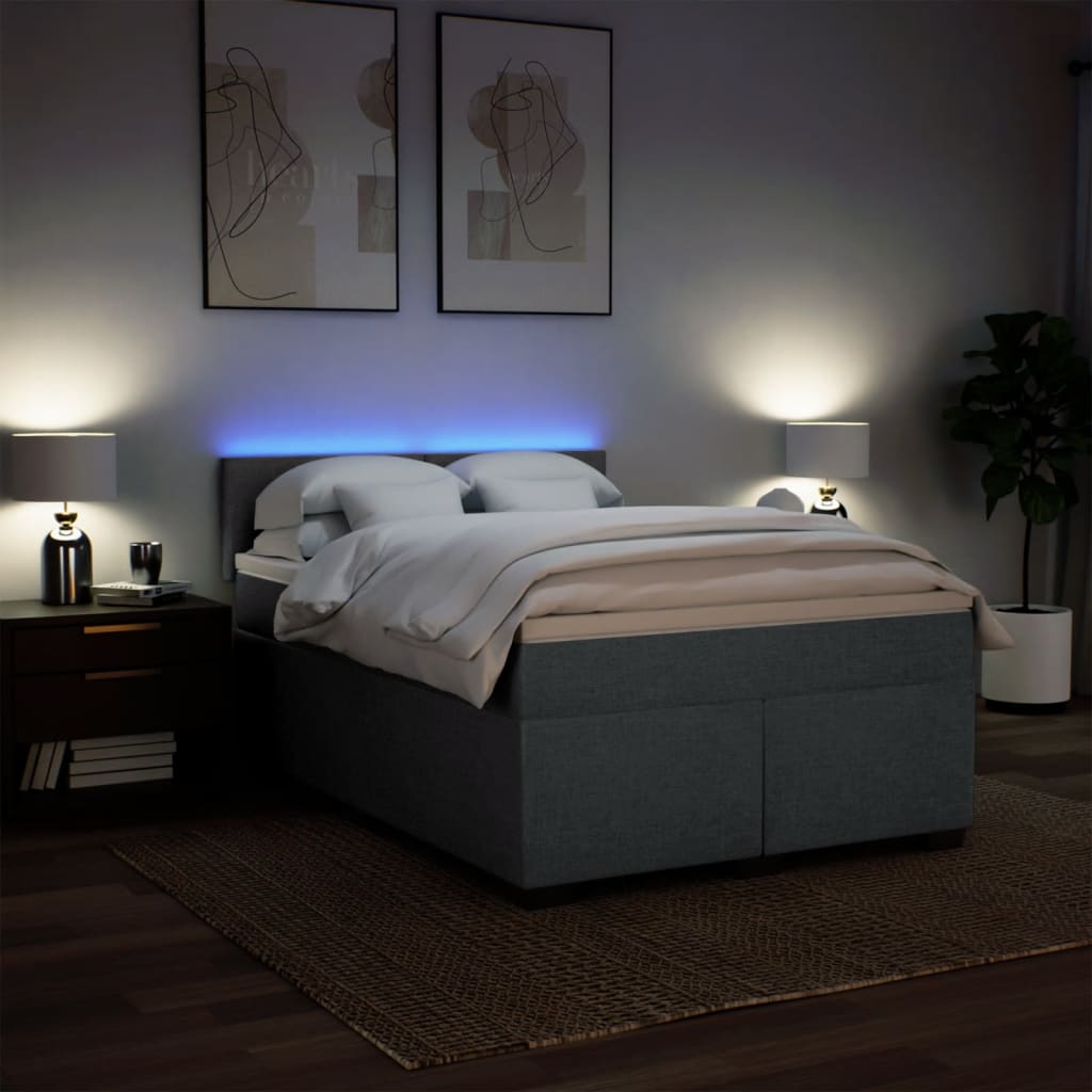 Giroletto a Molle con Materasso Grigio Scuro 160x200 cm Tessuto | homemem39