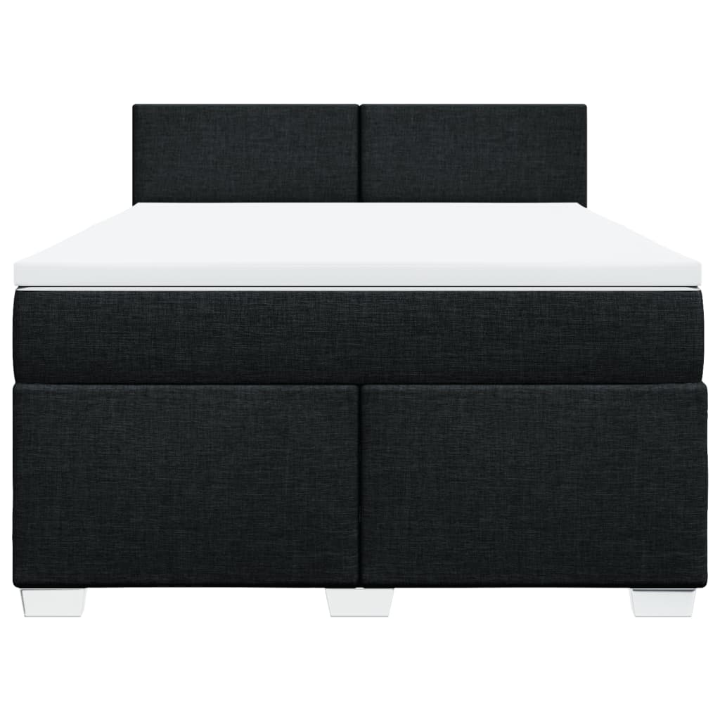 Giroletto a Molle con Materasso Nero 160x200 cm in Tessuto